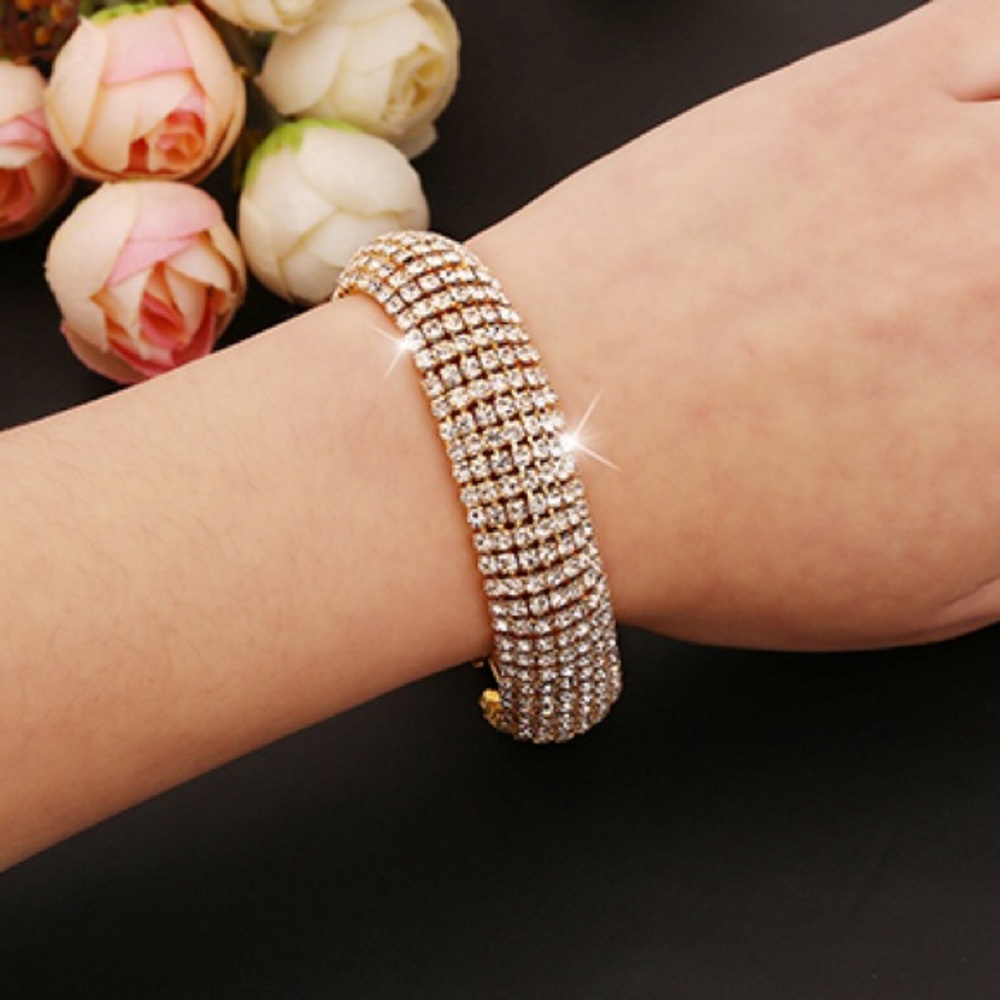 Silver Rhinestone Cuff Bracelet - Picture 3 of 3
